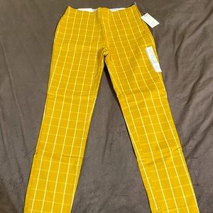 Gold plaid high rise skinny ankle pants